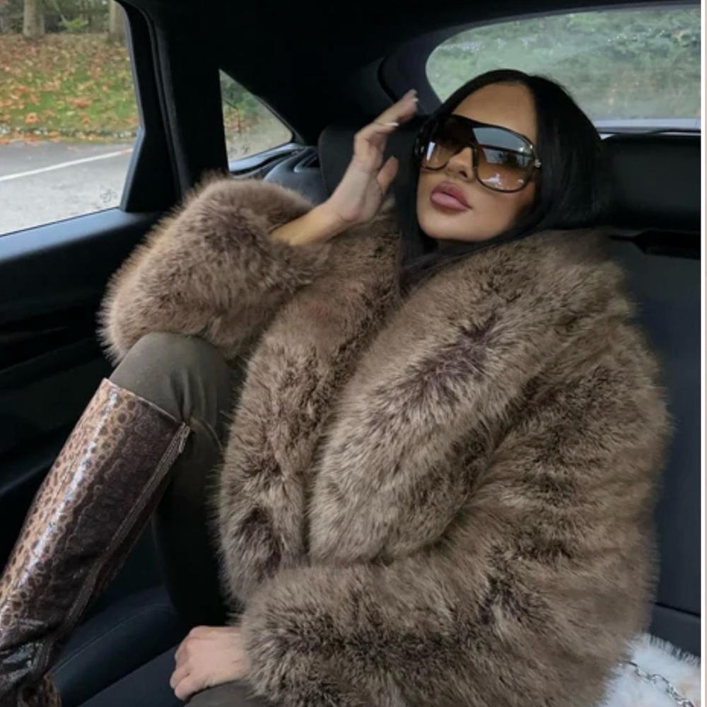 Fashion Nova Plush Brown Teddy Jacket